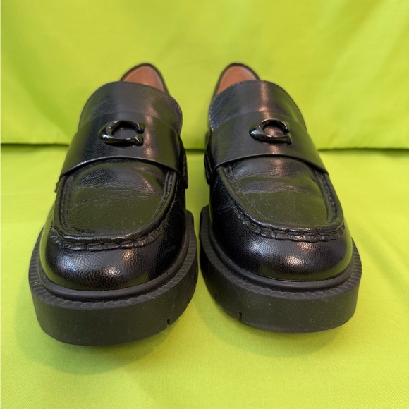 Coach Black Leather 90s-Inspired Lug Sole Leah Loafers - Picture 2 of 6